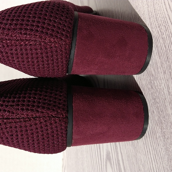 Peep Toe knit Elastic Sock Ankle heel Booties size 10 - Picture 8 of 10